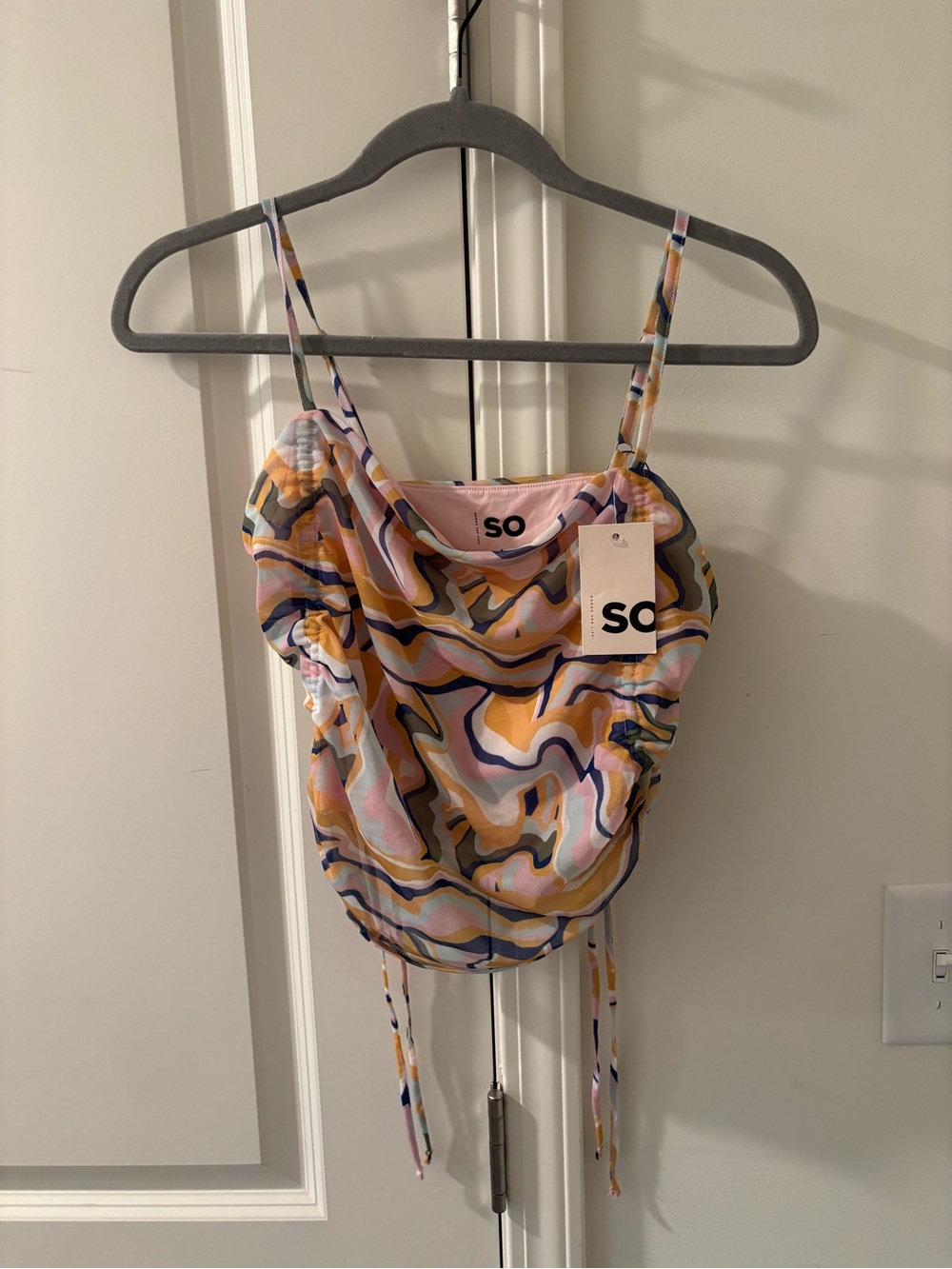 SO Pink, Yellow & Blue Swirl Mesh Cami
